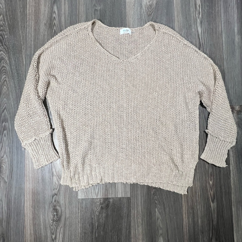 Bluivy Women’s Tan Knot Sweater Sz M/L